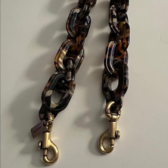 COACH Short Chain Strap With Recycled Resin CA836 Brass / Multi Color NWOT - Picture 2 of 3